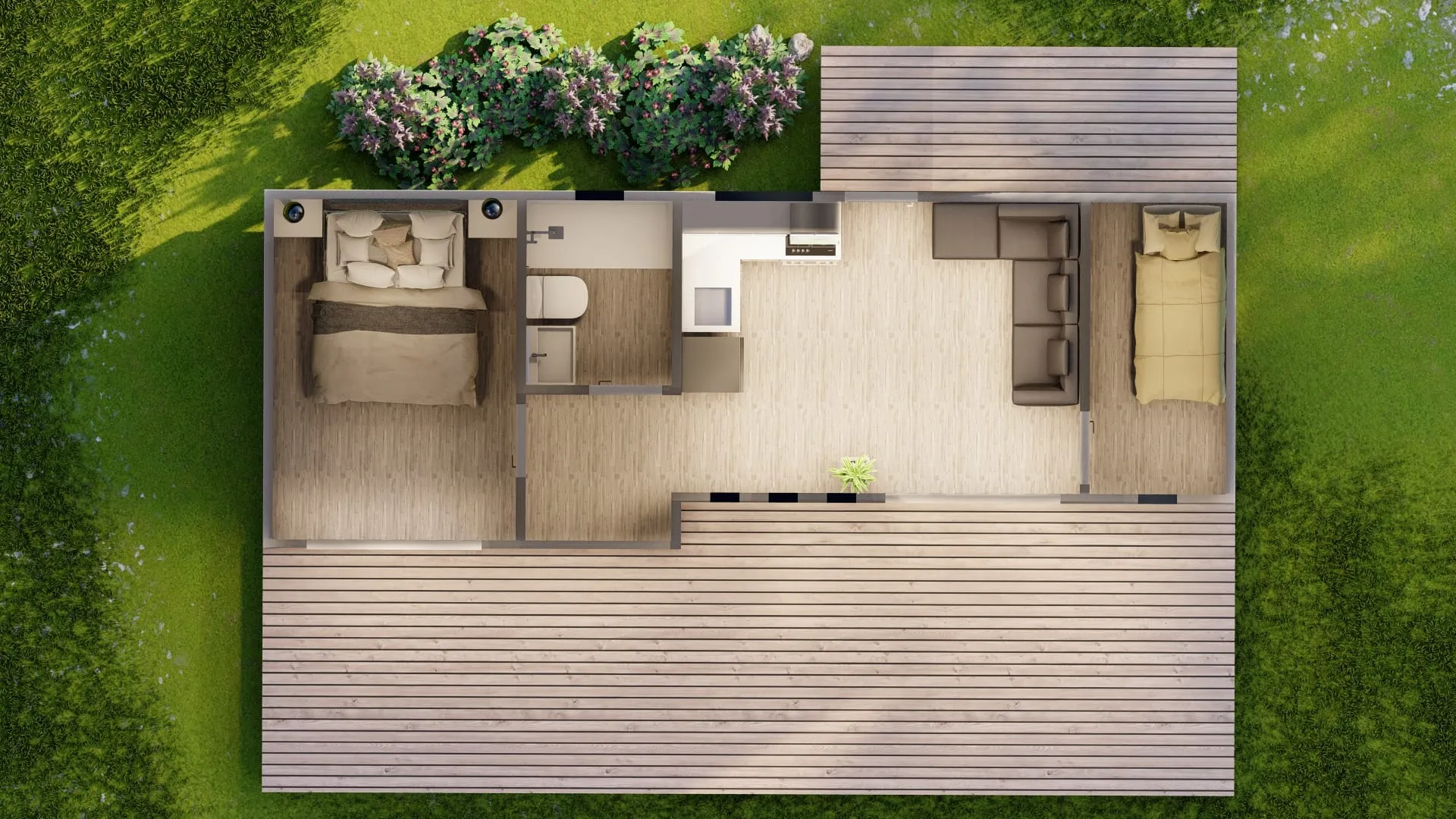 Planta de distribución de la casa prediseñada 35 m²